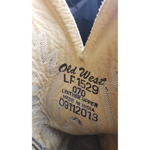 Old West Cowboy Cowgirl Boots Leather 7.0 Women's Cowgirl Tan Western LF1529 - Picture 5 of 7